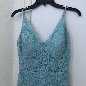 Lace, corset prom dress